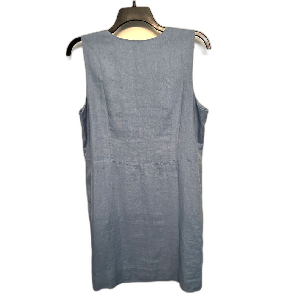 J.Jill Love Linen Blue Sleeveless Dress Size L 100% Linen Shift Midi Casual - Picture 3 of 8